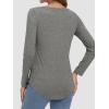 imageATHMILE Womens 2025 Fall Long Sleeve Shirts Basic Apparel Shirts Trendy V Neck Tshirt for Women Curved Hem TopsGrey
