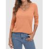 imageATHMILE Womens 2025 Fall Long Sleeve Shirts Basic Apparel Shirts Trendy V Neck Tshirt for Women Curved Hem TopsLight Orange