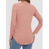 imageATHMILE Womens 2025 Fall Long Sleeve Shirts Basic Apparel Shirts Trendy V Neck Tshirt for Women Curved Hem TopsPink