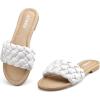 imageATHMILE Braided Womens Sandals Round Open Toe Fashion Slide Sandals Women Dressy Summer Flat Beach Size 611White