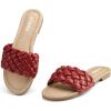 imageATHMILE Braided Womens Sandals Round Open Toe Fashion Slide Sandals Women Dressy Summer Flat Beach Size 611Winered