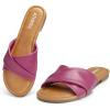 imageATHMILE Sandals Women Dressy Summer Flat Comfortable Fashion Beach Cute Ladies Slides Leather Casual Dress Womens Sandals 2025 Size 611Hot Pink