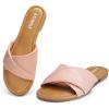 imageATHMILE Sandals Women Dressy Summer Flat Comfortable Fashion Beach Cute Ladies Slides Leather Casual Dress Womens Sandals 2025 Size 611Pink