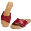 imageATHMILE Sandals Women Dressy Summer Flat Comfortable Fashion Beach Cute Ladies Slides Leather Casual Dress Womens Sandals 2025 Size 611Winered