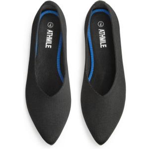 imageATHMILE Pointed Toe Flats for Women Dressy Bronze Work Shoes Business Casul Knit Ballet Flats Slip on Office Ladies Comforttable DressBlack