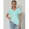 imageATHMILE T Shirts Short Sleeve V Neck Tees for Women Fashion Tops Trendy Soft Casual Summer Clothes Outfits 2025Aqua
