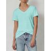 imageATHMILE T Shirts Short Sleeve V Neck Tees for Women Fashion Tops Trendy Soft Casual Summer Clothes Outfits 2025Aqua