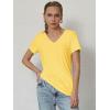 imageATHMILE T Shirts Short Sleeve V Neck Tees for Women Fashion Tops Trendy Soft Casual Summer Clothes Outfits 2025Yellow