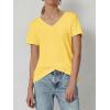 imageATHMILE T Shirts Short Sleeve V Neck Tees for Women Fashion Tops Trendy Soft Casual Summer Clothes Outfits 2025Yellow