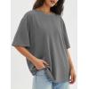 imageATHMILE Womens Oversized T Shirts Loose Fit Crewneck Short Sleeve Tops Summer Casual Blouse Y2K 2025 Basic TeeDarkgrey