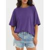 imageATHMILE Womens Oversized T Shirts Loose Fit Crewneck Short Sleeve Tops Summer Casual Blouse Y2K 2025 Basic TeeDarkpurple