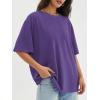 imageATHMILE Womens Oversized T Shirts Loose Fit Crewneck Short Sleeve Tops Summer Casual Blouse Y2K 2025 Basic TeeDarkpurple