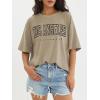 imageATHMILE Womens Oversized T Shirts Loose Fit Crewneck Short Sleeve Tops Summer Casual Blouse Y2K 2025 Basic TeeKhakip