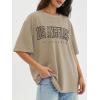 imageATHMILE Womens Oversized T Shirts Loose Fit Crewneck Short Sleeve Tops Summer Casual Blouse Y2K 2025 Basic TeeKhakip