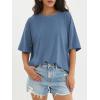 imageATHMILE Womens Oversized T Shirts Loose Fit Crewneck Short Sleeve Tops Summer Casual Blouse Y2K 2025 Basic TeeNavy