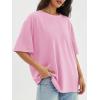 imageATHMILE Womens Oversized T Shirts Loose Fit Crewneck Short Sleeve Tops Summer Casual Blouse Y2K 2025 Basic TeePink