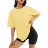 imageATHMILE Womens Oversized T Shirts Loose Fit Crewneck Short Sleeve Tops Summer Casual Blouse Y2K 2025 Basic TeeLemon