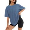 imageATHMILE Womens Oversized T Shirts Loose Fit Crewneck Short Sleeve Tops Summer Casual Blouse Y2K 2025 Basic TeeNavy
