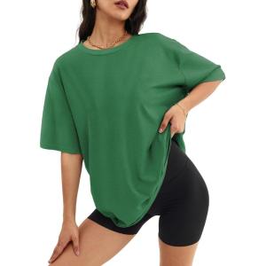 imageATHMILE Womens Oversized T Shirts Loose Fit Crewneck Short Sleeve Tops Summer Casual Blouse Y2K 2025 Basic TeeForest