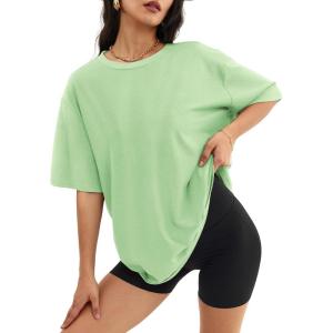 imageATHMILE Womens Oversized T Shirts Loose Fit Crewneck Short Sleeve Tops Summer Casual Blouse Y2K 2025 Basic TeeMintgreen