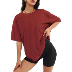 imageATHMILE Womens Oversized T Shirts Loose Fit Crewneck Short Sleeve Tops Summer Casual Blouse Y2K 2025 Basic TeeWinered