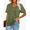 imageATHMILE Womens T Shirts 2025 Short Sleeve VNeck Shirts Cute Fit Summer Casual Tee Tops SXXLArmy Green