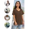 imageATHMILE Womens T Shirts 2025 Short Sleeve VNeck Shirts Cute Fit Summer Casual Tee Tops SXXLBrown