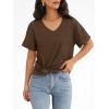 imageATHMILE Womens T Shirts 2025 Short Sleeve VNeck Shirts Cute Fit Summer Casual Tee Tops SXXLBrown