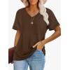 imageATHMILE Womens T Shirts 2025 Short Sleeve VNeck Shirts Cute Fit Summer Casual Tee Tops SXXLBrown