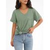 imageATHMILE Womens T Shirts 2025 Short Sleeve VNeck Shirts Cute Fit Summer Casual Tee Tops SXXLGray Green