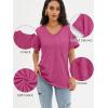 imageATHMILE Womens T Shirts 2025 Short Sleeve VNeck Shirts Cute Fit Summer Casual Tee Tops SXXLHot Pink