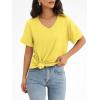 imageATHMILE Womens T Shirts 2025 Short Sleeve VNeck Shirts Cute Fit Summer Casual Tee Tops SXXLLemon Yellow