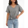 imageATHMILE Womens T Shirts 2025 Short Sleeve VNeck Shirts Cute Fit Summer Casual Tee Tops SXXLLight Gray