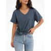 imageATHMILE Womens T Shirts 2025 Short Sleeve VNeck Shirts Cute Fit Summer Casual Tee Tops SXXLNavy Blue