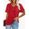 imageATHMILE Womens T Shirts 2025 Short Sleeve VNeck Shirts Cute Fit Summer Casual Tee Tops SXXLRed