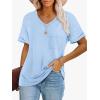 imageATHMILE Womens T Shirts 2025 Short Sleeve VNeck Shirts Cute Fit Summer Casual Tee Tops SXXLSky Blue