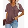 imageATHMILE Womens T Shirts 2025 Short Sleeve VNeck Shirts Cute Fit Summer Casual Tee Tops SXXLWine Red