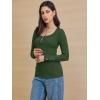 imageATHMILE Womens Long Sleeve Shirts Casual Fall Henley Top Button Down Blouses Basic Ribbed Knit T Shirts 2025Armygreen