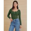 imageATHMILE Womens Long Sleeve Shirts Casual Fall Henley Top Button Down Blouses Basic Ribbed Knit T Shirts 2025Armygreen