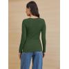imageATHMILE Womens Long Sleeve Shirts Casual Fall Henley Top Button Down Blouses Basic Ribbed Knit T Shirts 2025Armygreen