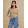 imageATHMILE Womens Long Sleeve Shirts Casual Fall Henley Top Button Down Blouses Basic Ribbed Knit T Shirts 2025Beige