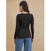 imageATHMILE Womens Long Sleeve Shirts Casual Fall Henley Top Button Down Blouses Basic Ribbed Knit T Shirts 2025Black