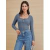 imageATHMILE Womens Long Sleeve Shirts Casual Fall Henley Top Button Down Blouses Basic Ribbed Knit T Shirts 2025Blue