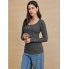 imageATHMILE Womens Long Sleeve Shirts Casual Fall Henley Top Button Down Blouses Basic Ribbed Knit T Shirts 2025Darkgrey