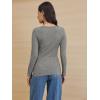 imageATHMILE Womens Long Sleeve Shirts Casual Fall Henley Top Button Down Blouses Basic Ribbed Knit T Shirts 2025Grey