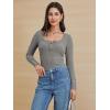 imageATHMILE Womens Long Sleeve Shirts Casual Fall Henley Top Button Down Blouses Basic Ribbed Knit T Shirts 2025Grey