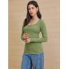 imageATHMILE Womens Long Sleeve Shirts Casual Fall Henley Top Button Down Blouses Basic Ribbed Knit T Shirts 2025Lightgreen