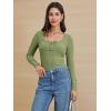 imageATHMILE Womens Long Sleeve Shirts Casual Fall Henley Top Button Down Blouses Basic Ribbed Knit T Shirts 2025Lightgreen