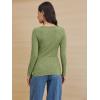 imageATHMILE Womens Long Sleeve Shirts Casual Fall Henley Top Button Down Blouses Basic Ribbed Knit T Shirts 2025Lightgreen