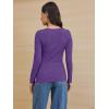 imageATHMILE Womens Long Sleeve Shirts Casual Fall Henley Top Button Down Blouses Basic Ribbed Knit T Shirts 2025Purple